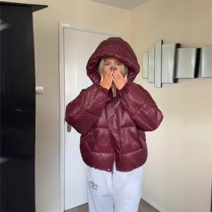Doudoune Courte Brillante à Capuche - Style Urbain & Chaleur Optimale