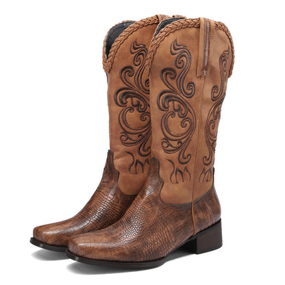 Bottes Western Brodées – L'Esprit Cow-boy Chic et l’Élégance de l’Effet Croco