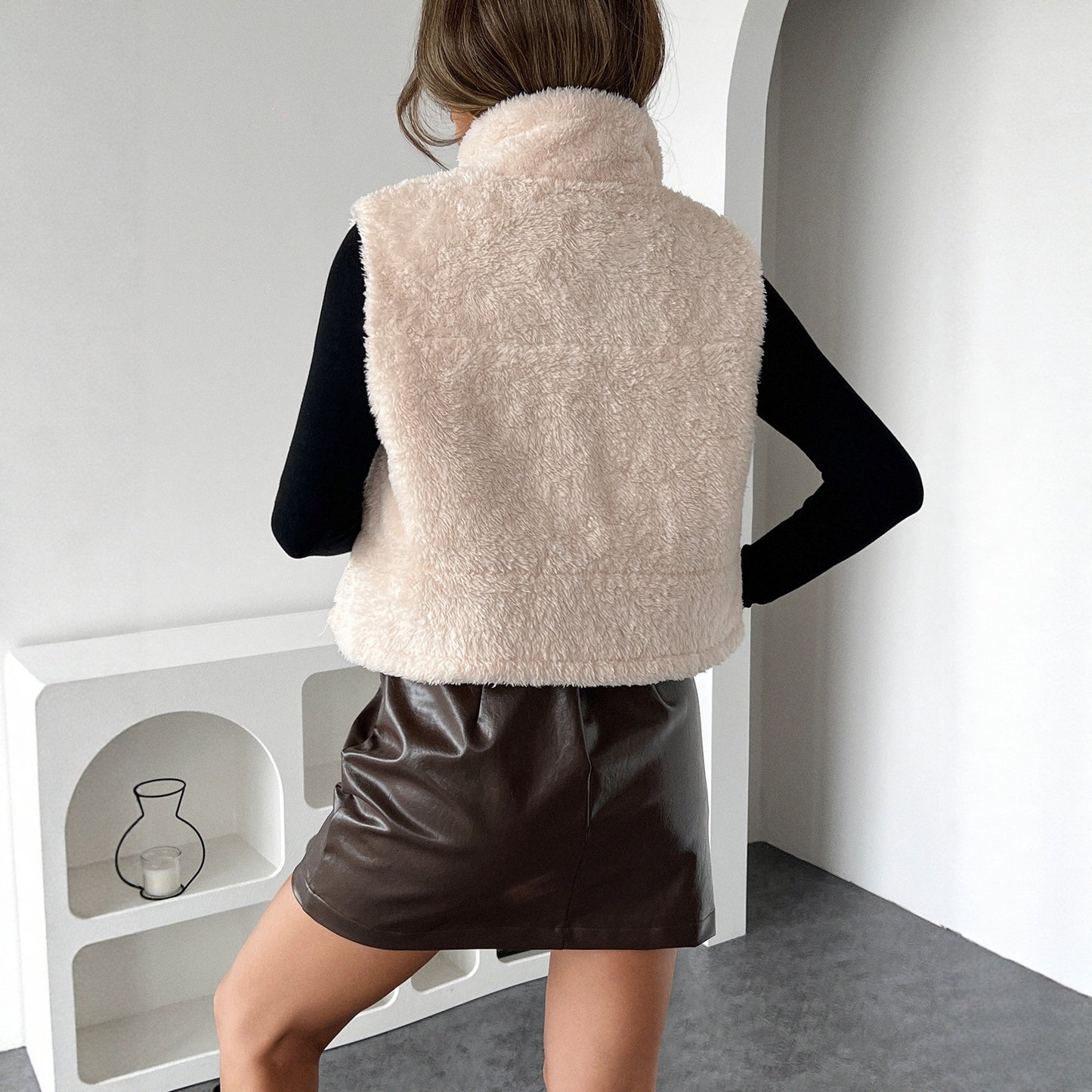 Gilet Sans Manches Bimatière en Moumoute - Style Cosy & Chic Automne-Hiver