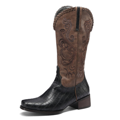Bottes Western Brodées – L'Esprit Cow-boy Chic et l’Élégance de l’Effet Croco