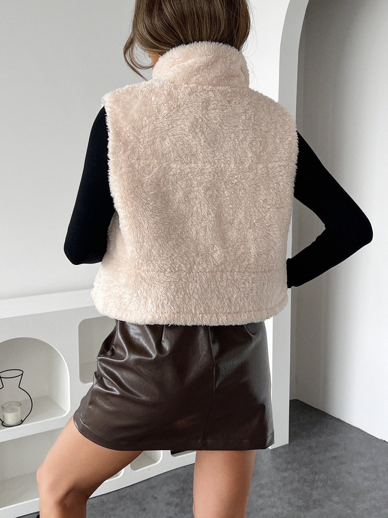 Gilet Sans Manches Bimatière en Moumoute - Style Cosy & Chic Automne-Hiver