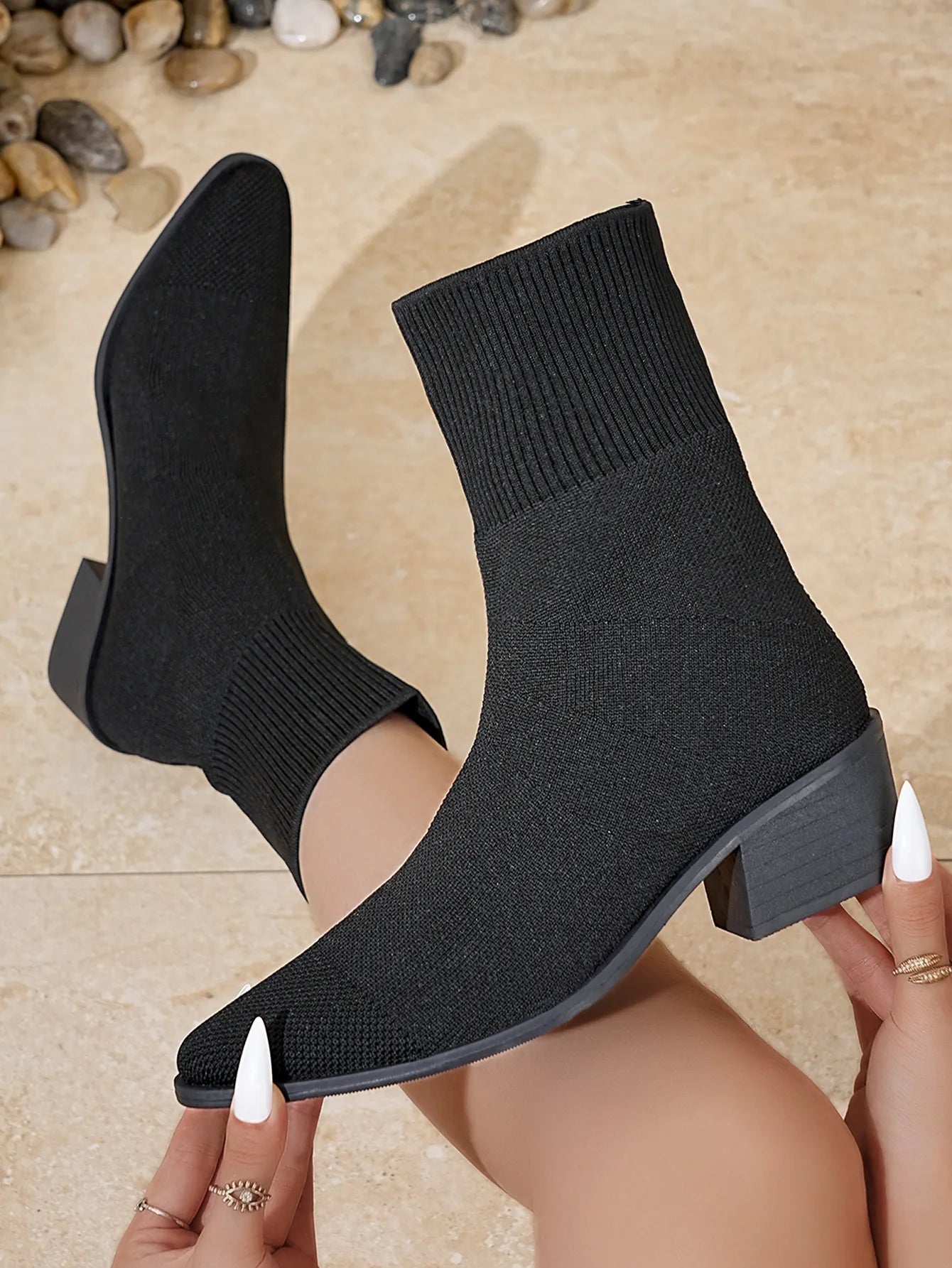 Bottines tendance à effet chaussette