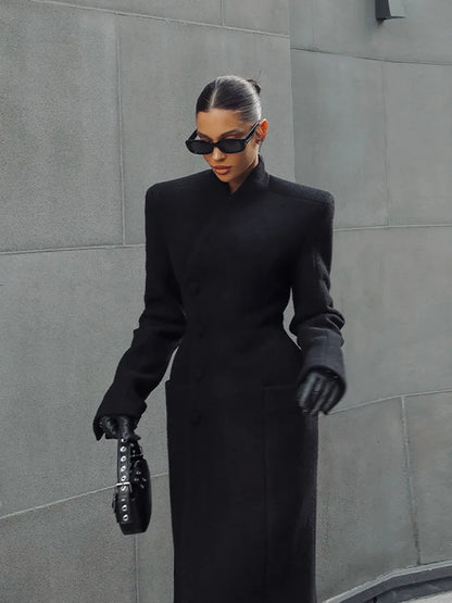 Manteau femme hiver luxe – manteau architectural col montant

