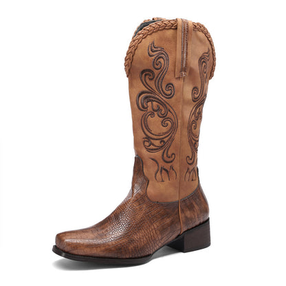 Bottes Western Brodées – L'Esprit Cow-boy Chic et l’Élégance de l’Effet Croco