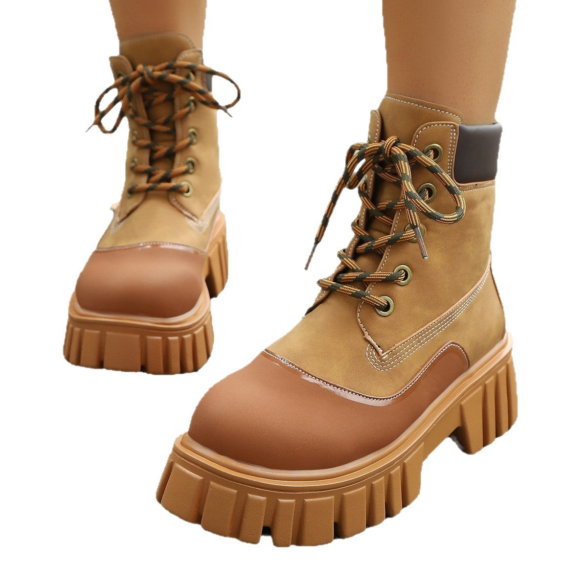 Bottines Chunky Bicolores – Style Urbain, Confort Absolu et Look Audacieux