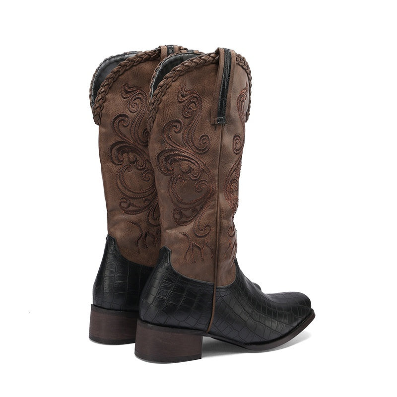 Bottes Western Brodées – L'Esprit Cow-boy Chic et l’Élégance de l’Effet Croco