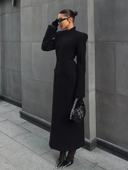 Manteau long femme élégant – manteau structuré hiver tendance

