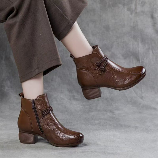 Retro Women's Soft Sole Soft Leather Cotton Shoes