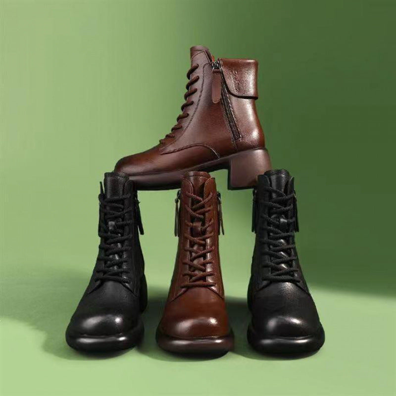 Bottines à Lacets en Cuir Élégantes – L’Équilibre Parfait entre Style et Confort